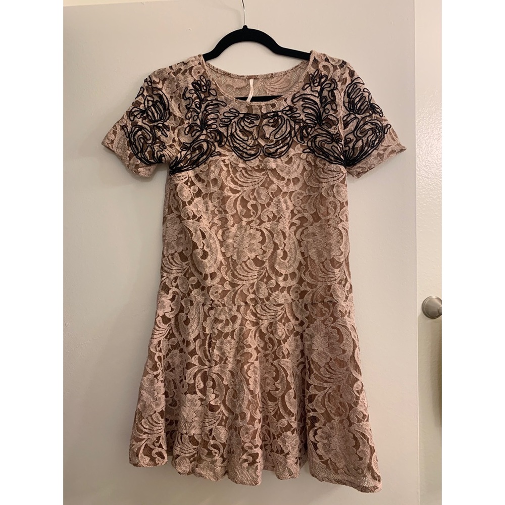 Free People Lace Embroidered Dress with Slip